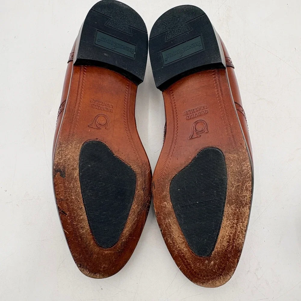 French Shriner Milton Mens‎ Brown Leather Kiltie Tassel Wingtip Loafers 9.5 M